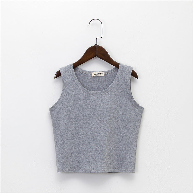 Bottoming sleeveless suspender sports midriff-baring vest