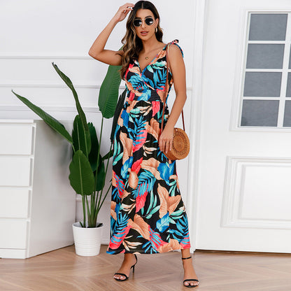 Hawaiian Beach Dress Summer Print Long Skirt Women&