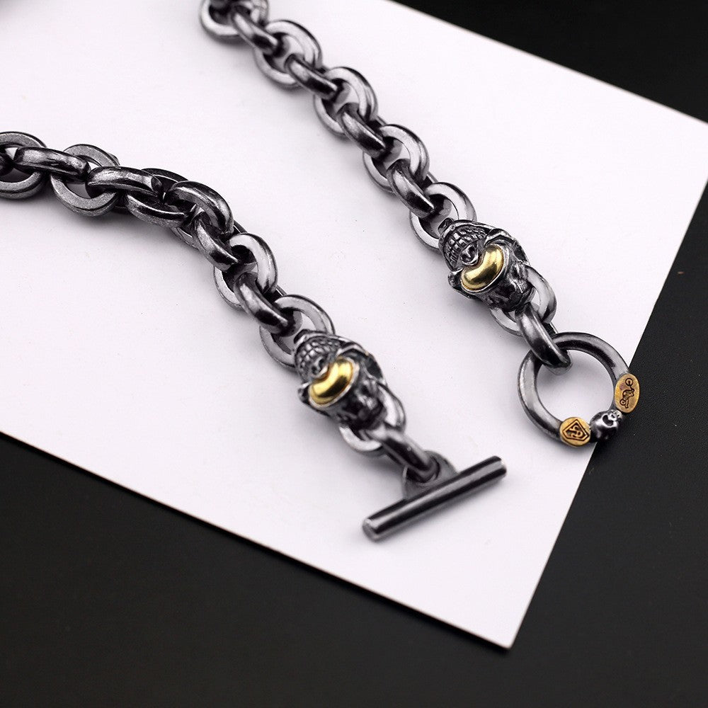 Black retro skull punk necklace