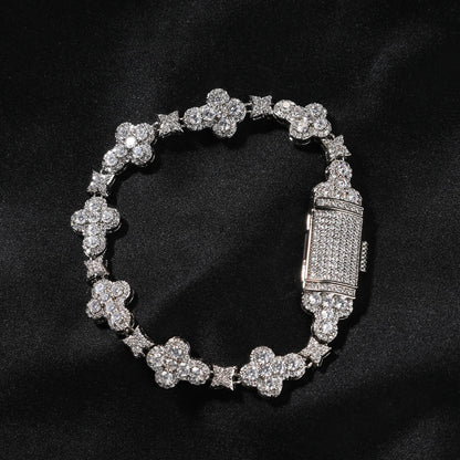 10mm cross flower star bracelet with micro-inlaid zircon