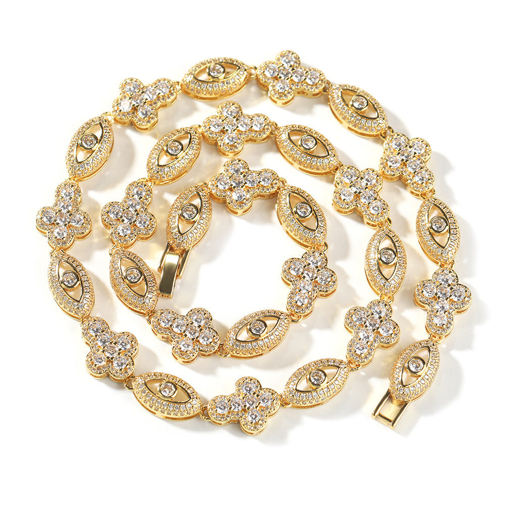Diamond eye cross high-end feeling necklace