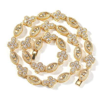 Diamond eye cross high-end feeling necklace