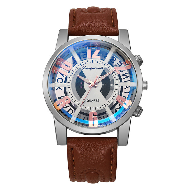 Large-dial, hollow-out blue-light men&