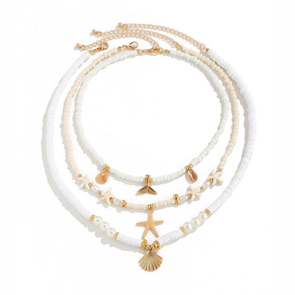 starfish necklace shell rice bead gravel necklace