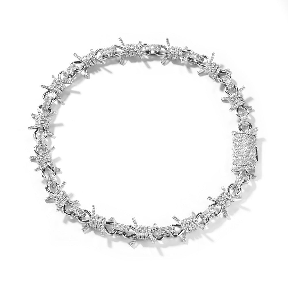 Wire chain diamond thorn necklace bracelet