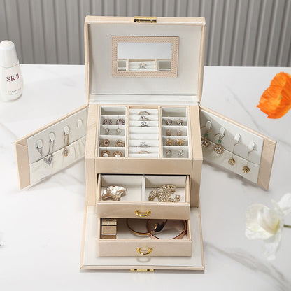 PU leather dustproof large capacity drawer jewelry box
