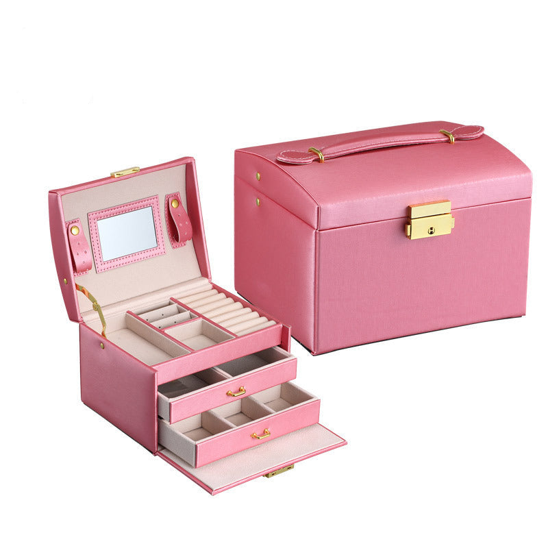 PU leather dustproof large capacity drawer jewelry box
