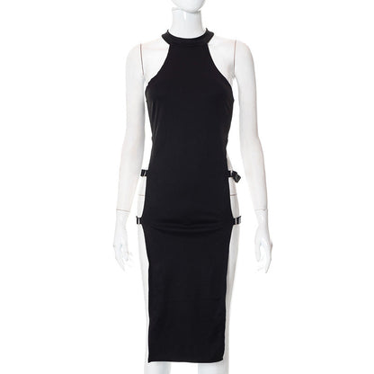 Sleeveless Hollow Side Slit High Waist Women&