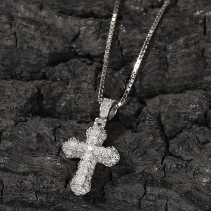 Gold-plated, diamond-encrusted mini cross necklace