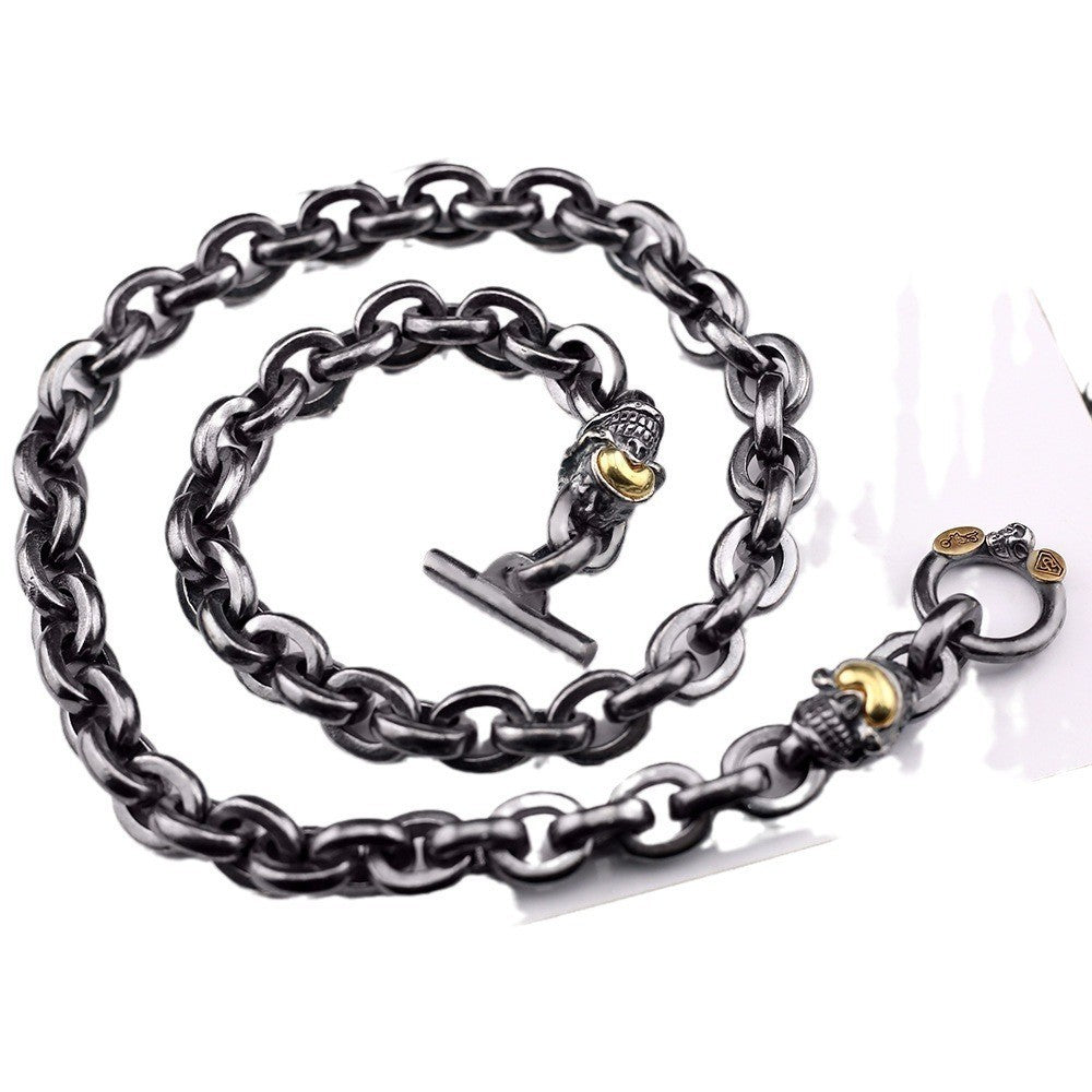 Black retro skull punk necklace