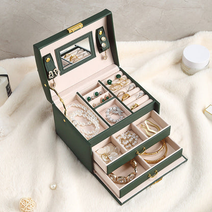PU leather dustproof large capacity drawer jewelry box