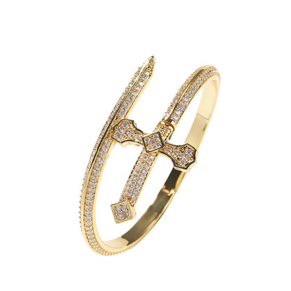 Hip-hop full-diamond justice sword bracelet inlaid with zircon