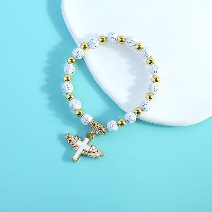rosary bracelet acrylic cross angel hand jewelry