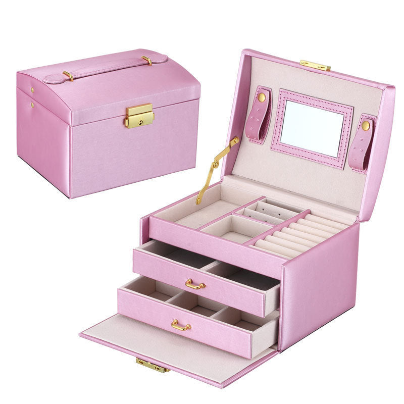 PU leather dustproof large capacity drawer jewelry box
