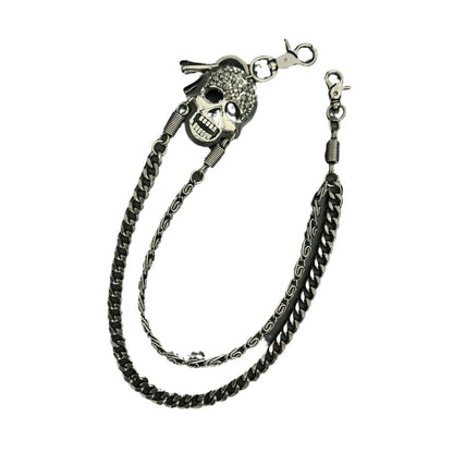 Pirate ghost head punk metal spike double-layer waist chain