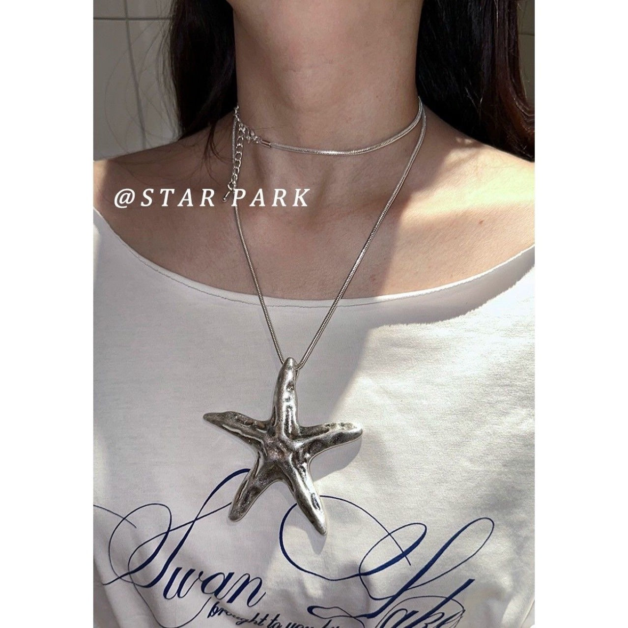 starfish necklace long heavy work necklace
