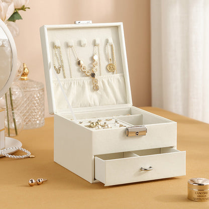 PU leather simple lock drawer table jewelry armoire
