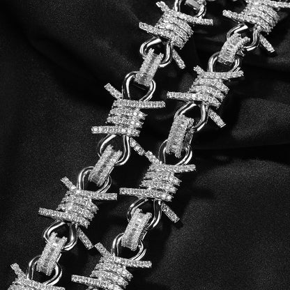 Wire chain diamond thorn necklace bracelet