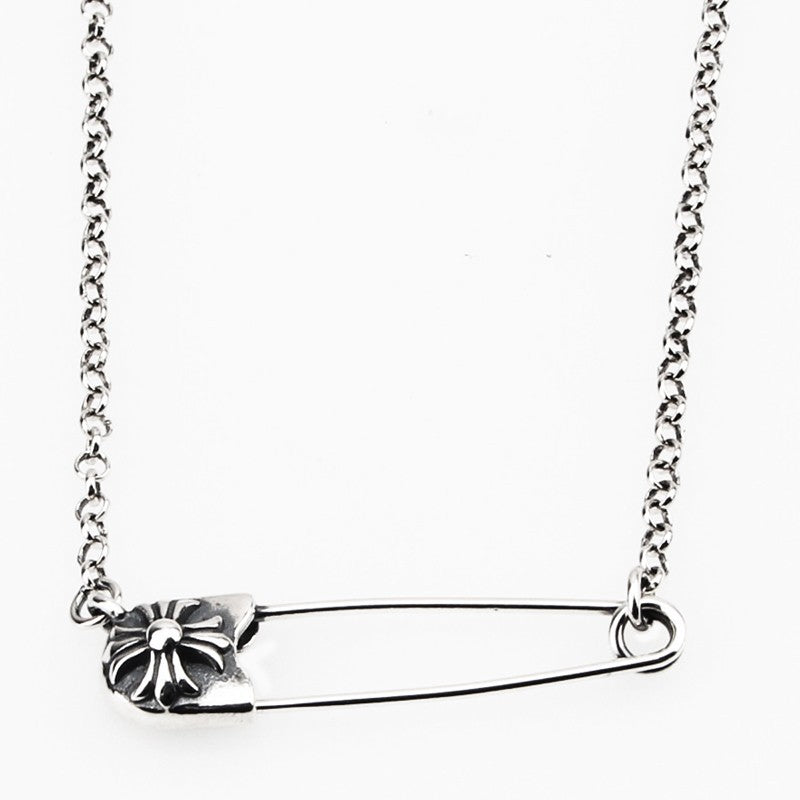 Retro cross pin necklace
