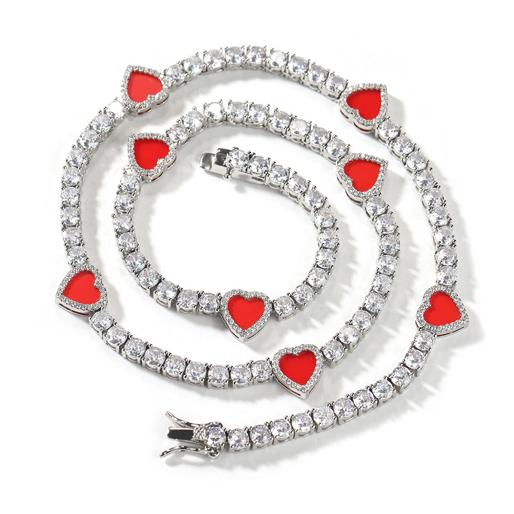 Colorful love tennis chain high-end zircon necklace bracelet