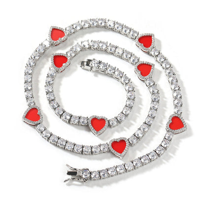 Colorful love tennis chain high-end zircon necklace bracelet