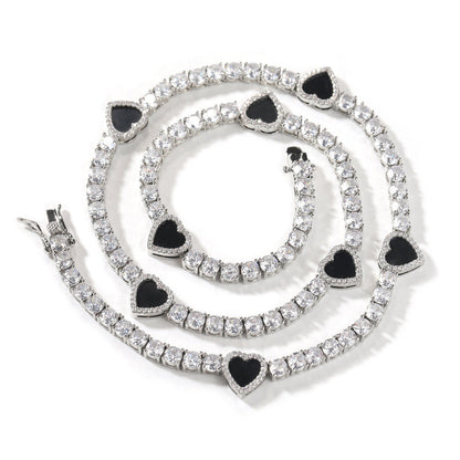 Colorful love tennis chain high-end zircon necklace bracelet