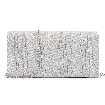 Solid color sequined cosmetics, portable storage clutch