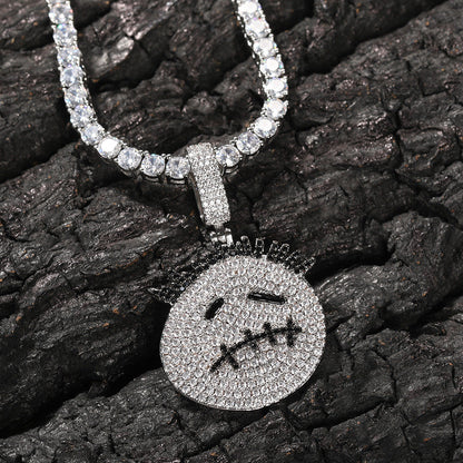 Hip-hop cartoon zircon spiky-head avatar necklace