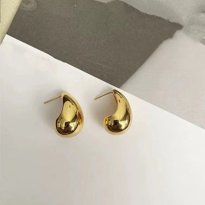 18K Gold Water Drop Earrings Simple Personality Ear Jewelry