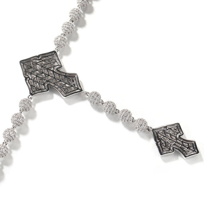 moissanite chain round bead cross necklace