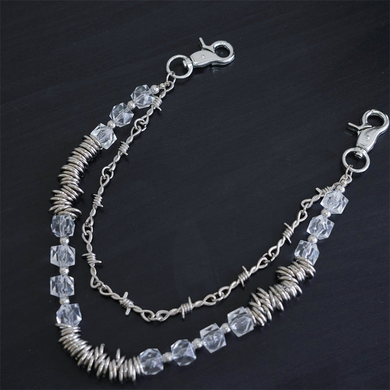 Retro fashion thorn shaped pearl bag chain