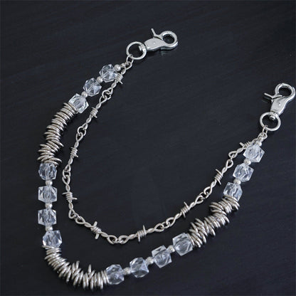 Retro fashion thorn shaped pearl bag chain