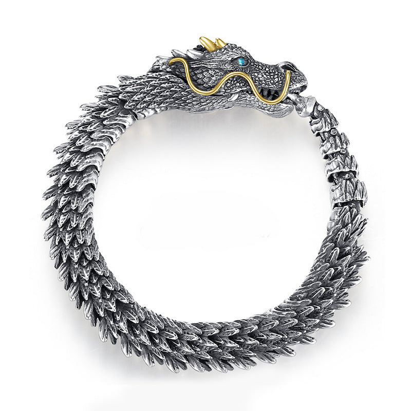 Retro and domineering black dragon bone bracelet