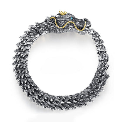 Retro and domineering black dragon bone bracelet