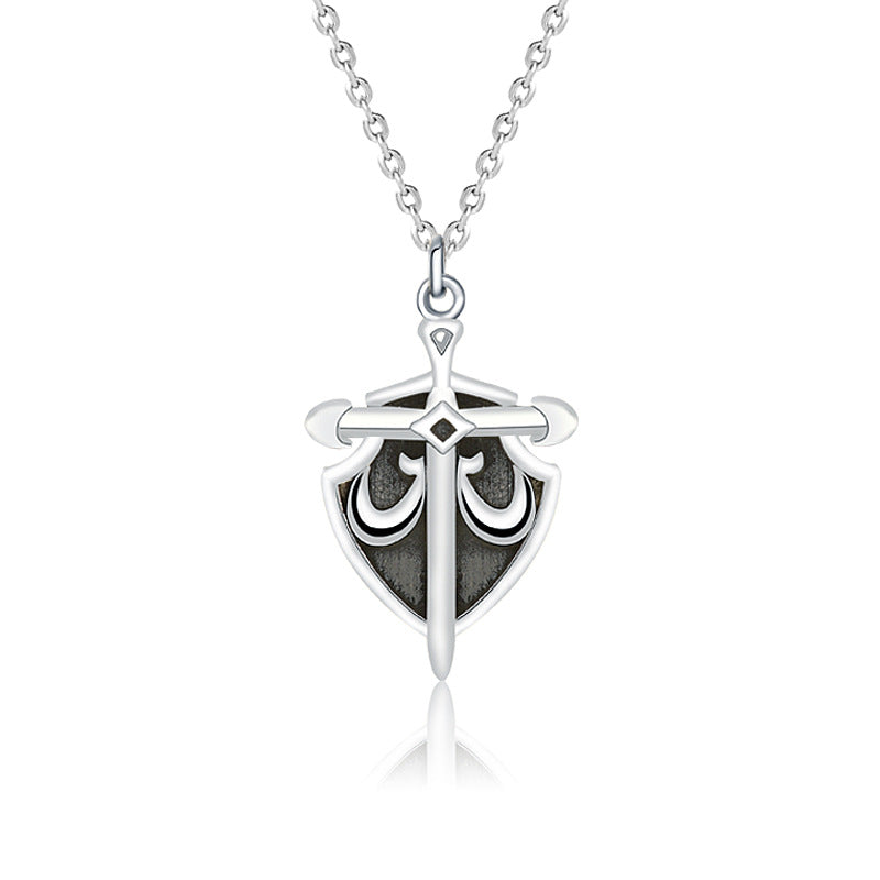 Vintage s925 Sterling Silver matching Necklace Princess and Knight Couple Necklace Valentine&