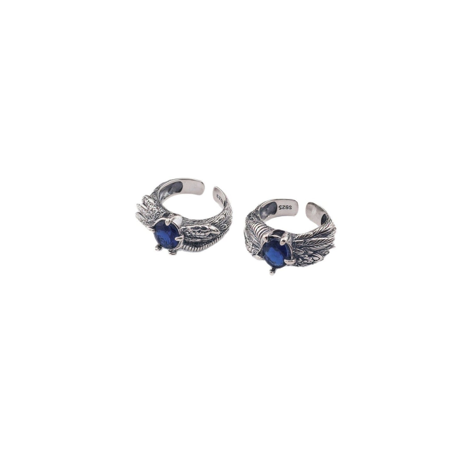 Retro feather sapphire open ring