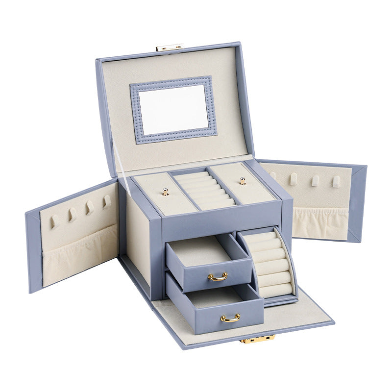 PU leather dustproof large capacity drawer jewelry box
