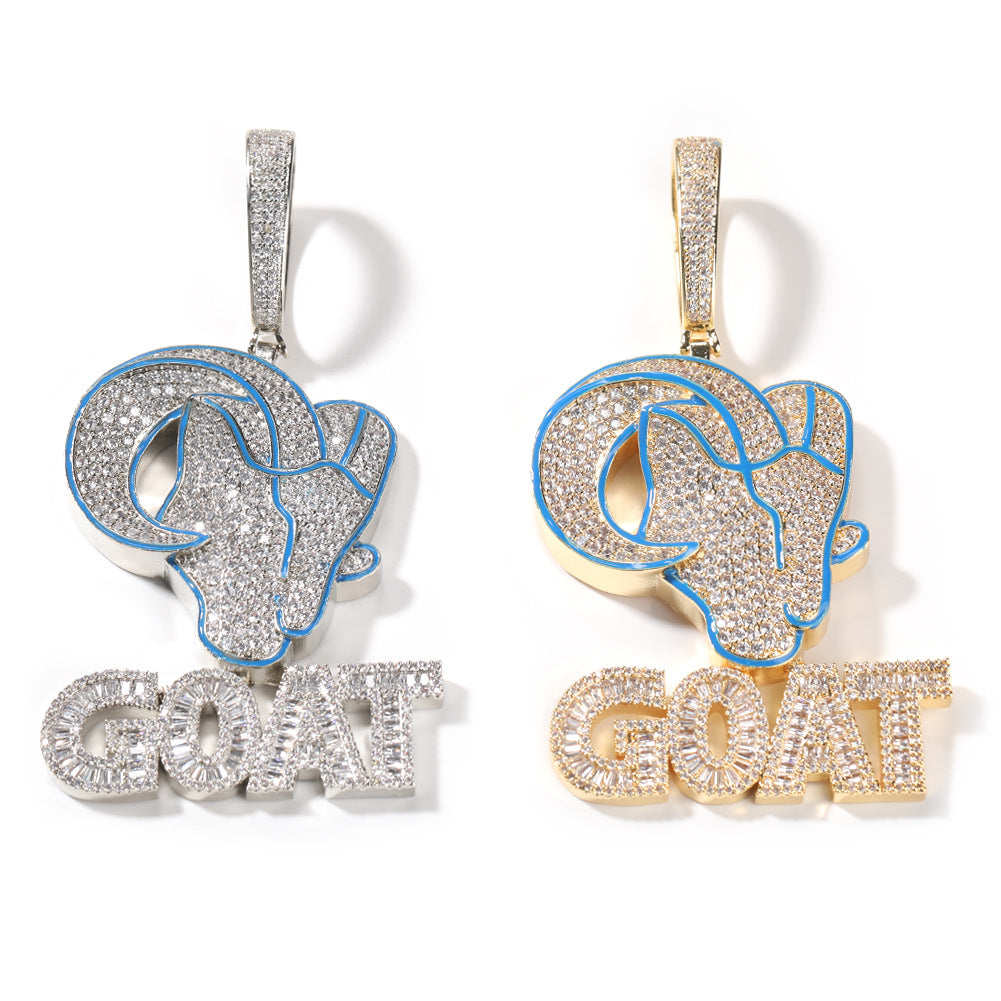 Goat Animal Diamond Pendant Men&