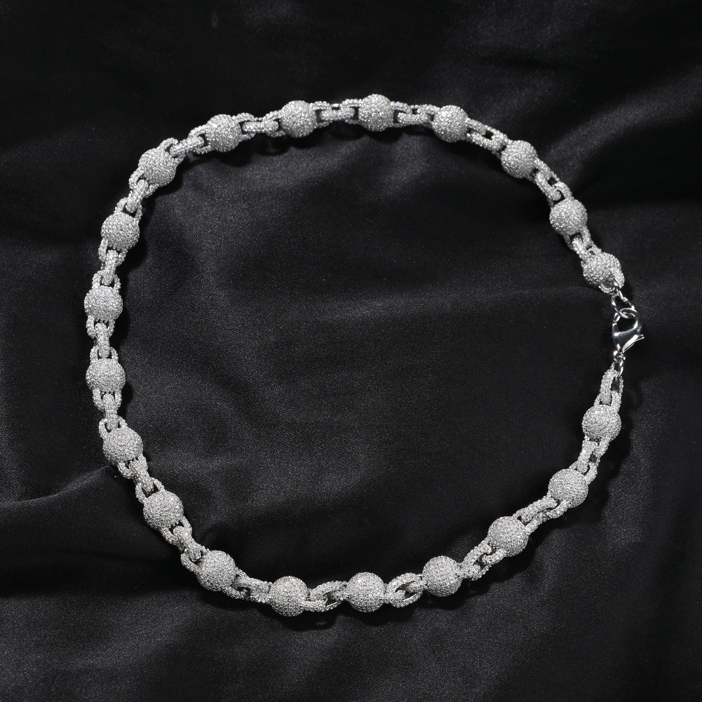 mens gold 5A Zirconia Ball chain necklace