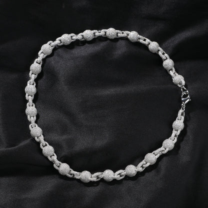 mens gold 5A Zirconia Ball chain necklace
