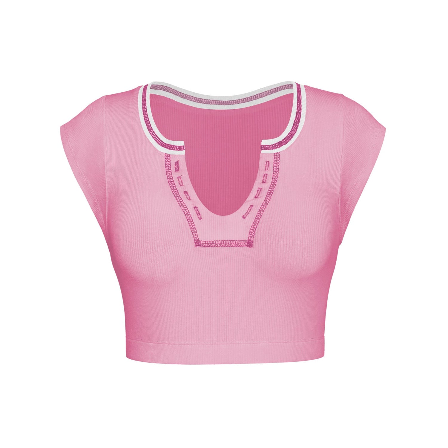 Slim Fit Ultra Short Sexy Spicy Girls Top Knitted Thread T-shirt
