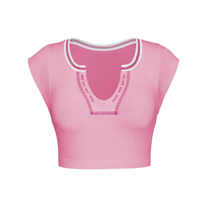 Slim Fit Ultra Short Sexy Spicy Girls Top Knitted Thread T-shirt