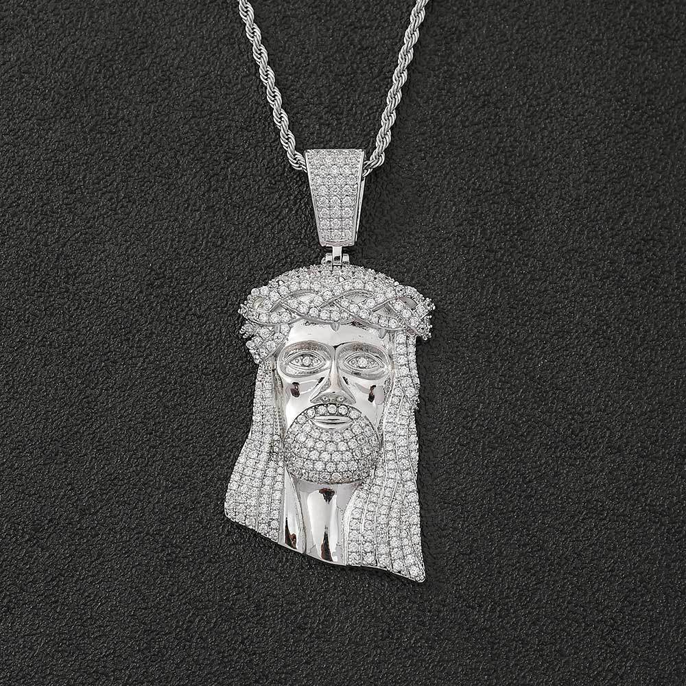 Micro Paved Zircon Jesus Head Hip Hop Men&