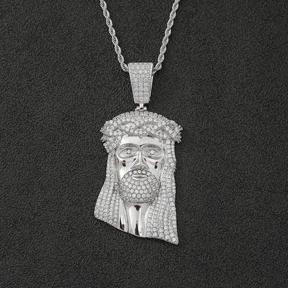Micro Paved Zircon Jesus Head Hip Hop Men&