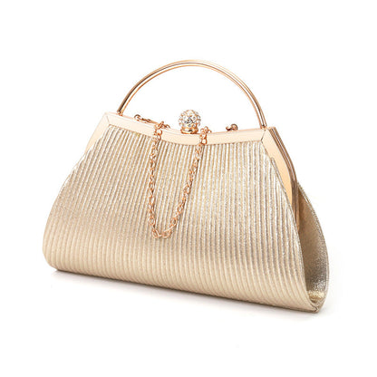 folded metal diamond-studded handbag wedding clutch bag
