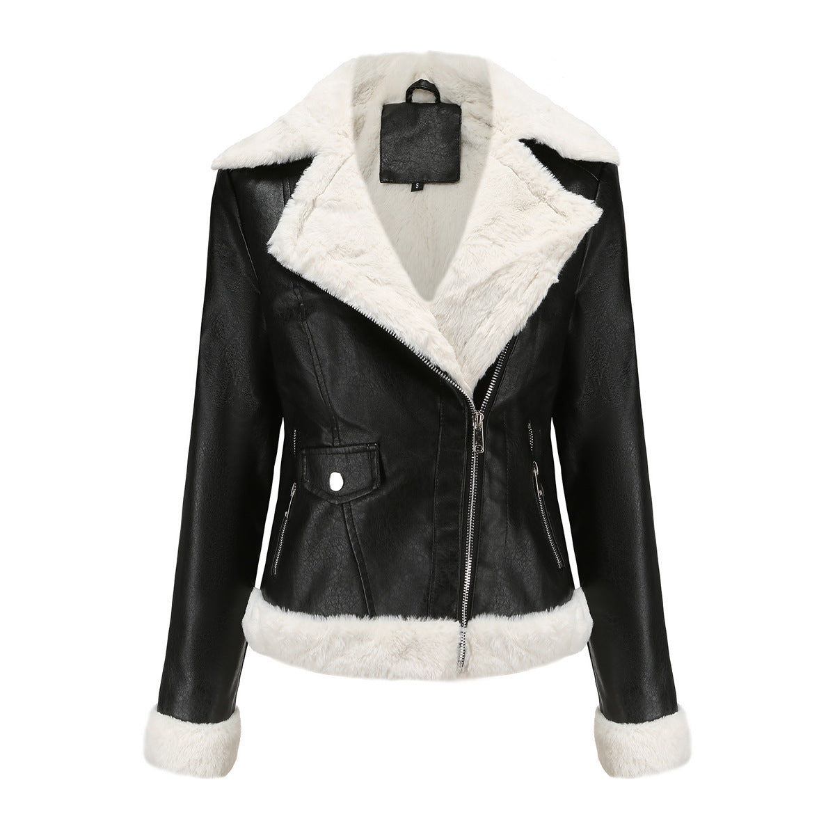 Autumn and winter fleece leather women&
