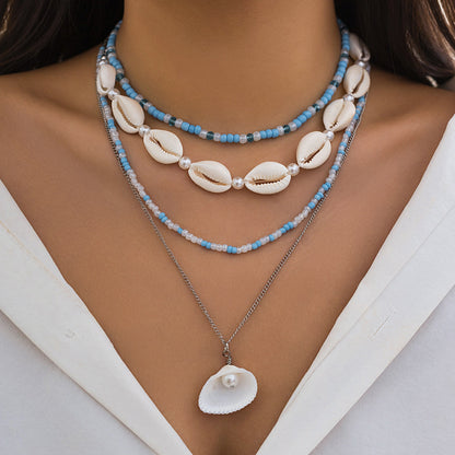 starfish necklace shell conch tassel multi-layer necklace