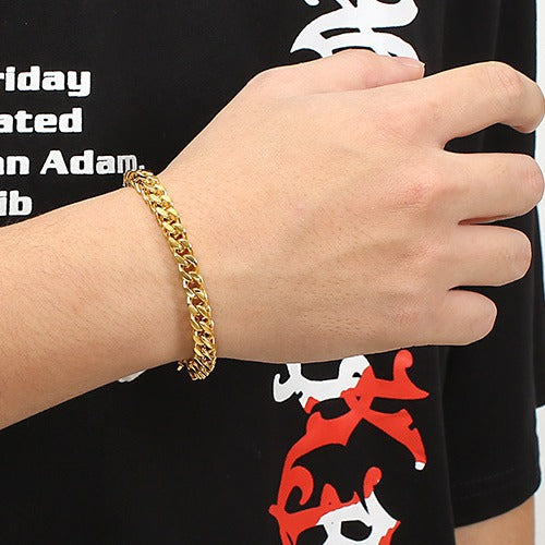 Stainless steel round grinding Cuban bracelet
