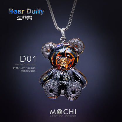Creative Cyberpunk Duffy Bear Couple Necklace Sweatshirt Pendant