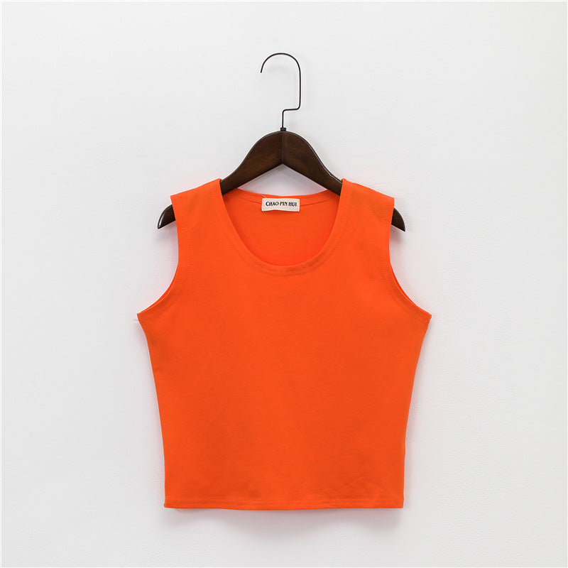 Bottoming sleeveless suspender sports midriff-baring vest